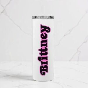 NWT Custom Name Tumbler – Skinny Frosted/White – 20oz/18.5oz
